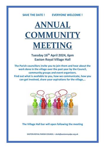  - Annual Community Meeting - Save the Date 16.04.24