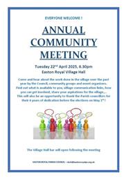 ANNUAL COMMUNITY MEETING - ALL WELCOME